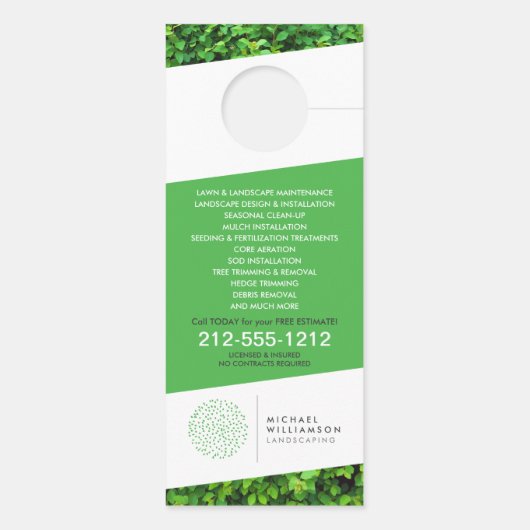 Modern Gardener Landscaping Shrub Logo White Deurhanger (Achterkant)