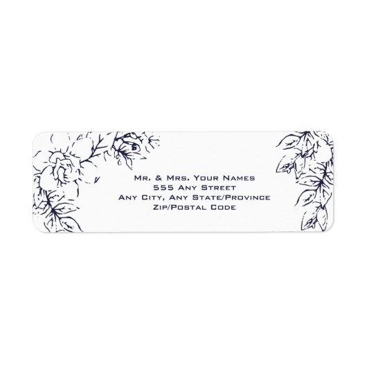 Modern, Gardenia, Navy en Blush, bruiloft Etiket (Voorkant)