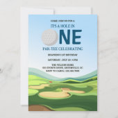 Modern gat in een golfjongen 1e verjaardagsfeestje kaart (Voorkant)