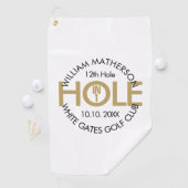 Modern gat in één zwart en goud golfhanddoek (Insitu)