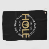 Modern gat in één zwart en goud golfhanddoek (Horizontaal)