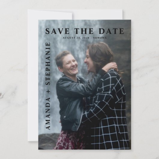 Modern Gay Couple Photo Save the date Kaart (Voorkant)