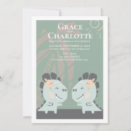 Modern Gay Dinosaur Two Brides Wedding Kaart