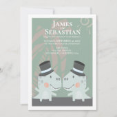 Modern Gay Dinosaur Two Groom Wedding Kaart (Voorkant)