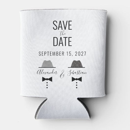 Modern Gay Wedding Save the Date Blikjeskoeler (Voorkant)