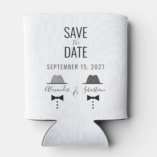 Modern Gay Wedding Save the Date Blikjeskoeler (Achterkant)