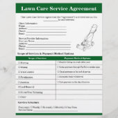 Modern gazon zorg overeenkomst vorm Sjabloon Flyer (Voorkant)