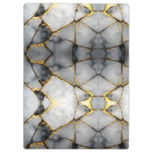Modern gebarsten goud wit & zwart marmer klembord (Achterkant)
