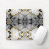 Modern gebarsten goud Wit & zwart marmer Muismat (Met muis)