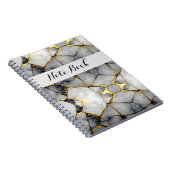 Modern gebarsten goud wit & zwart marmer notitieboek (Rechterzijde)