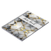 Modern gebarsten goud wit & zwart marmer notitieboek (Linkerzijde)