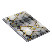 Modern gebarsten goud wit & zwart marmer notitieboek (Rechterzijde)