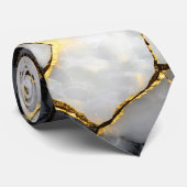 Modern gebarsten goud wit & zwart marmer stropdas (Opgerold)
