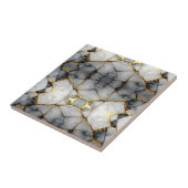 Modern gebarsten goud wit & zwart marmer tegeltje (Zijkant)