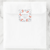 Modern gebladerte en Holly Berries vakantie Vierkante Sticker (Tas)