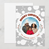 Modern gebladerte Kerstmis Familiefoto Feestdagenkaart (Voorkant / Achterkant)