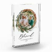 Modern gebladerte krans stijlvol gezegend script fotoblokken (Links)