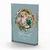 Modern gebladerte krans stijlvol gezegend script fotoblokken (Rechts)