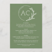 Modern gebladerte Lijst gedempt groen bruiloft rec Menu (Voorkant)