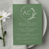 Modern gebladerte Lijst gedempt groen bruiloft rec Menu