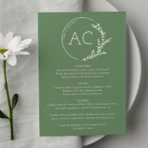 Modern gebladerte Lijst gedempt groen bruiloft rec