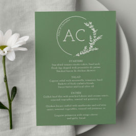 Modern gebladerte Lijst gedempt groen bruiloft rec Menu