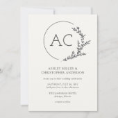 Modern gebladerte Lijst Soft White Wedding Kaart (Voorkant)