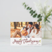 Modern gebladerte script Thanksgiving foto Briefka Briefkaart (Staand voorkant)