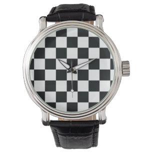 Modern geblokt zwart en wit horloge