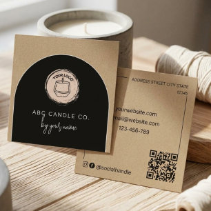Modern Gebogen Qr Code Logo Beige Kaars Zakelijk Vierkante Visitekaartje