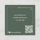 Modern Gebogen Qr Code Logo Bosgroen Vierkante Visitekaartje (Achterkant)