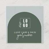 Modern Gebogen Qr Code Logo Bosgroen Vierkante Visitekaartje (Voorkant)