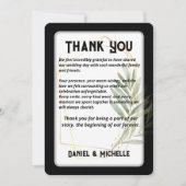 Modern gebogen zwart goud bruiloft botanische them bedankkaart (Voorkant)