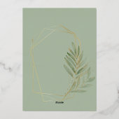 Modern gebogen zwart goud bruiloft botanische them folie uitnodiging (Achterkant)