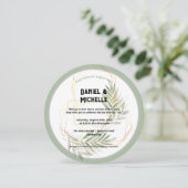 Modern gebogen zwart goud bruiloft botanische them kaart (Staand voorkant)