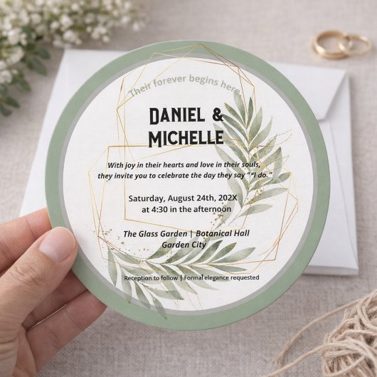 Modern gebogen zwart goud bruiloft botanische them kaart