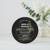 Modern gebogen zwart goud bruiloft botanische them kaart (Staand voorkant)