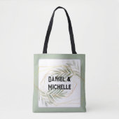 Modern gebogen zwart goud bruiloft botanische them tote bag (Voorkant)