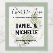 Modern gebogen zwart goud bruiloft botanische them wijn etiket (Enkel label)