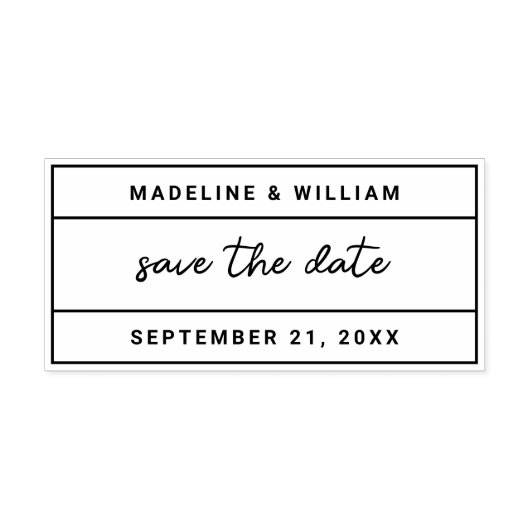 Modern geborduurd stijlvol script opslaan Datum Zelfinktende Stempel (Design)