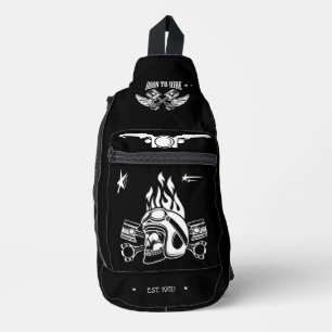 Modern geboren om te rijden Motobike zwart wit Sling Bag