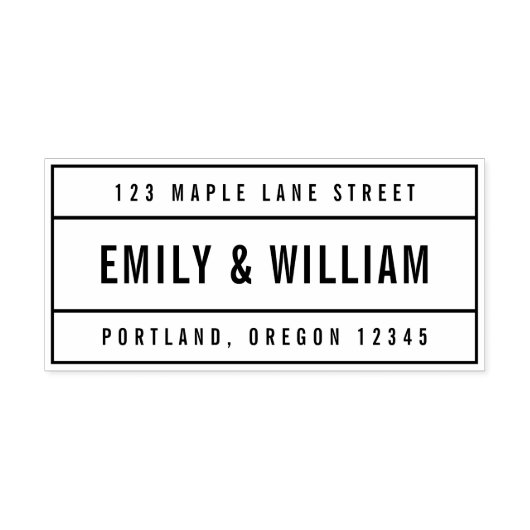 Modern Geboren Vet Paar Naam Terugkeeradres Zelfinktende Stempel (Design)