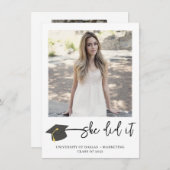 Modern geborsteld Afstuderen Pet Afstuderen foto Notitiekaartje (Voorkant / Achterkant)