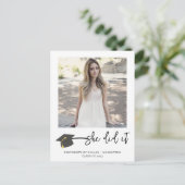 Modern geborsteld Afstuderen Pet Foto Afstuderen P Briefkaart (Staand voorkant)