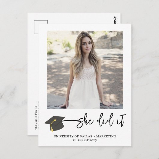 Modern geborsteld Afstuderen Pet Foto Afstuderen P Briefkaart (Voorkant / Achterkant)