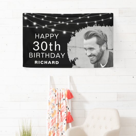 Modern geborsteld foto-effect Birthday Banner (Insitu)