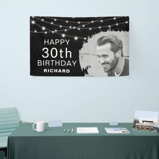 Modern geborsteld foto-effect Birthday Banner (Beurs)