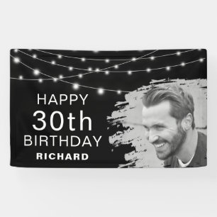 Modern geborsteld foto-effect Birthday Banner