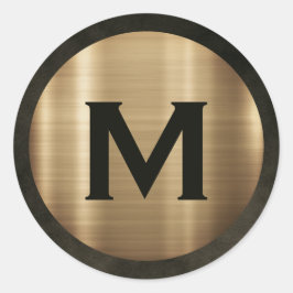 Modern Geborsteld Gouden Monogram Ronde Sticker