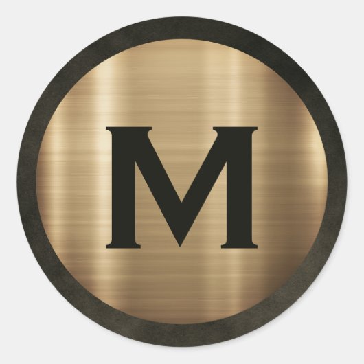 Modern Geborsteld Gouden Monogram Ronde Sticker (Voorkant)